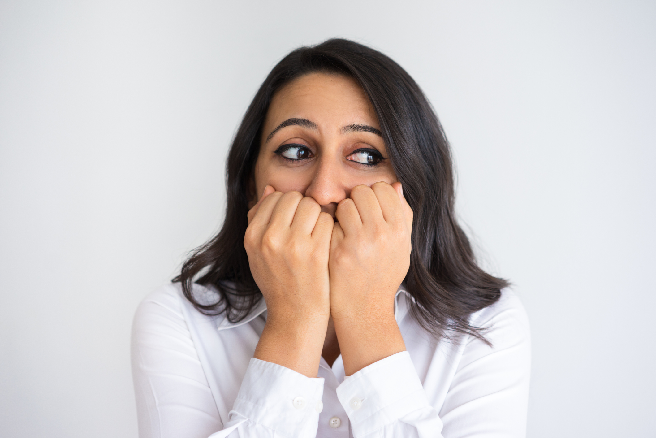 Nervous Middle-aged Woman Freaking Out