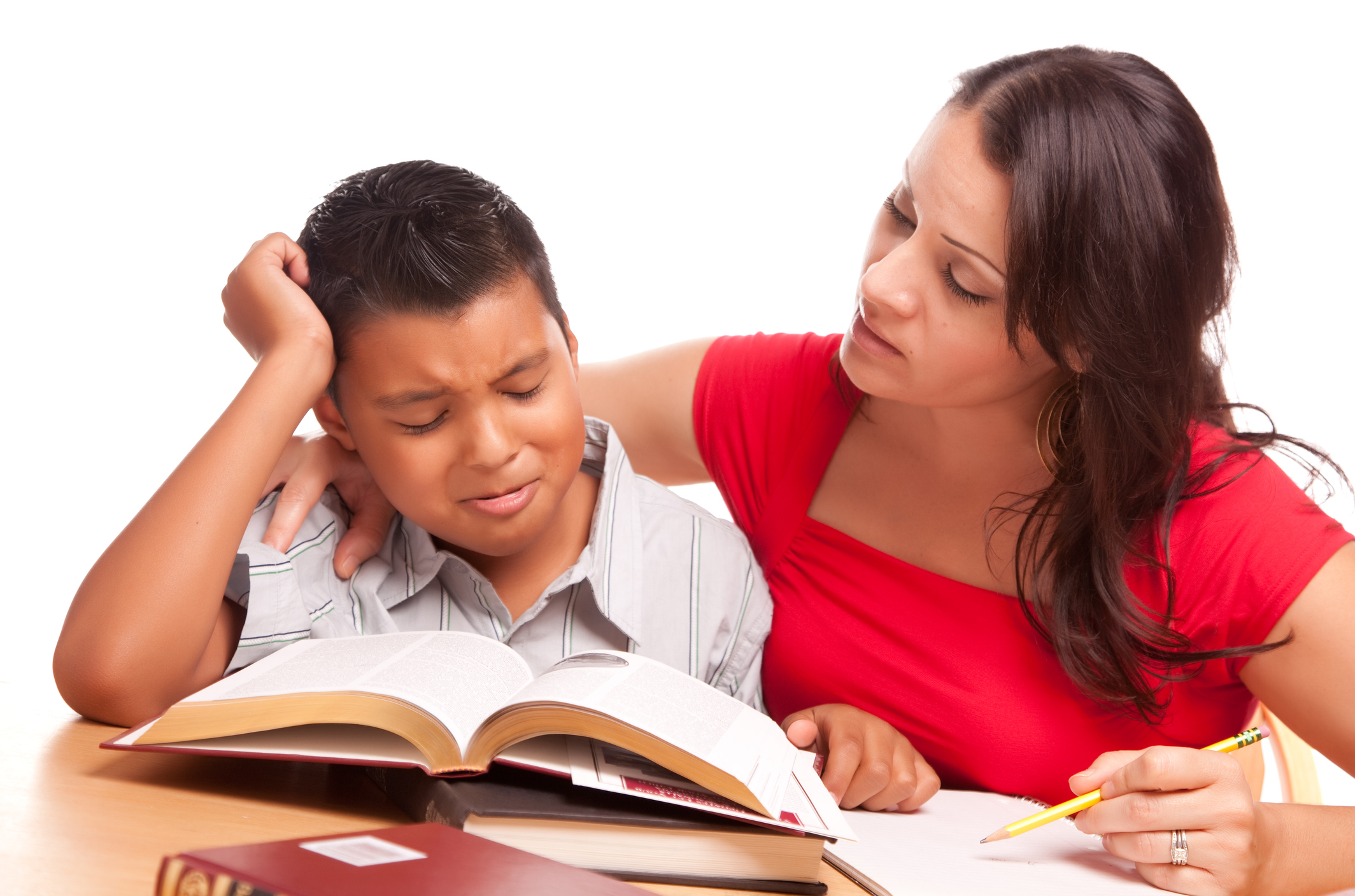 Frustrated Hispanic Son and Mother Study