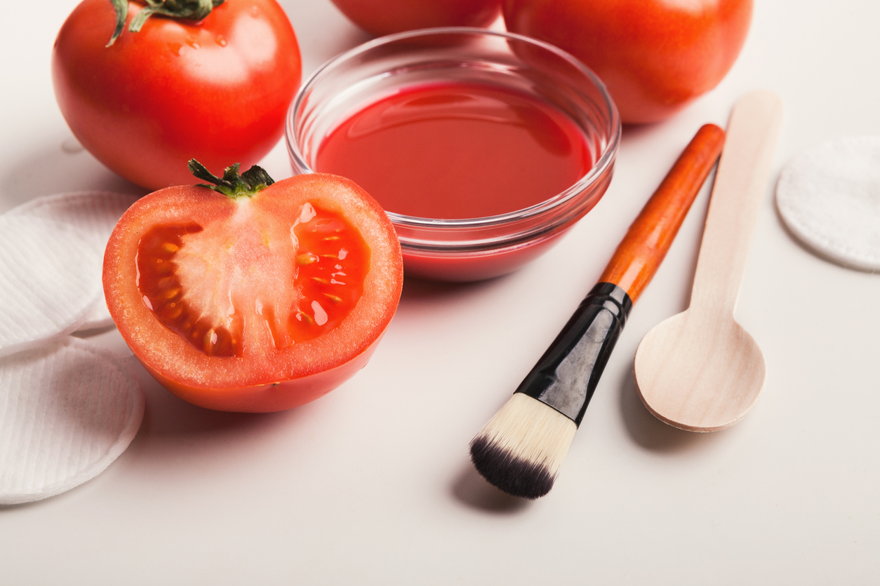 Handmade tomato face mask for home skin care