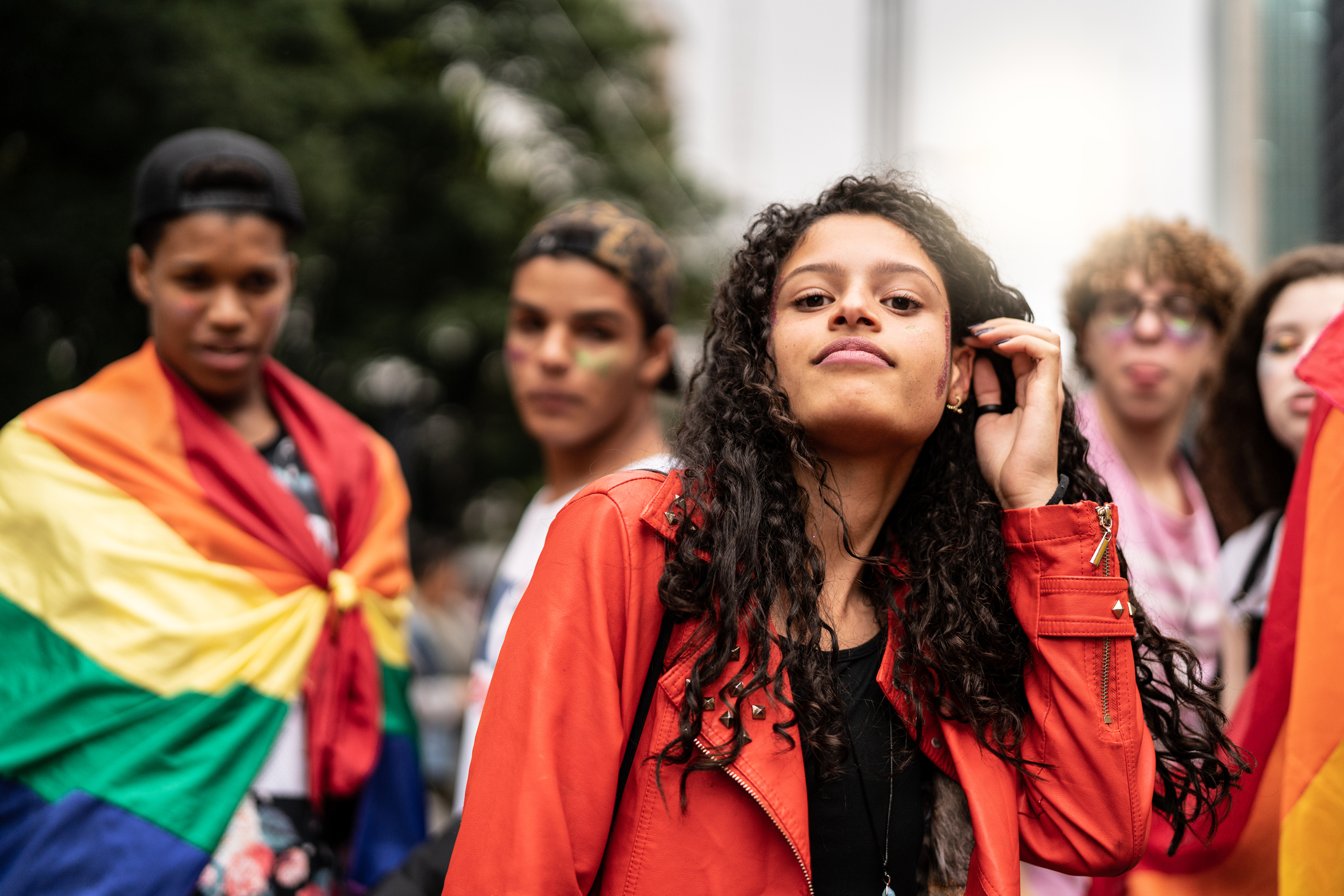 Portrait of Group of Gay Friends at Gay Parade