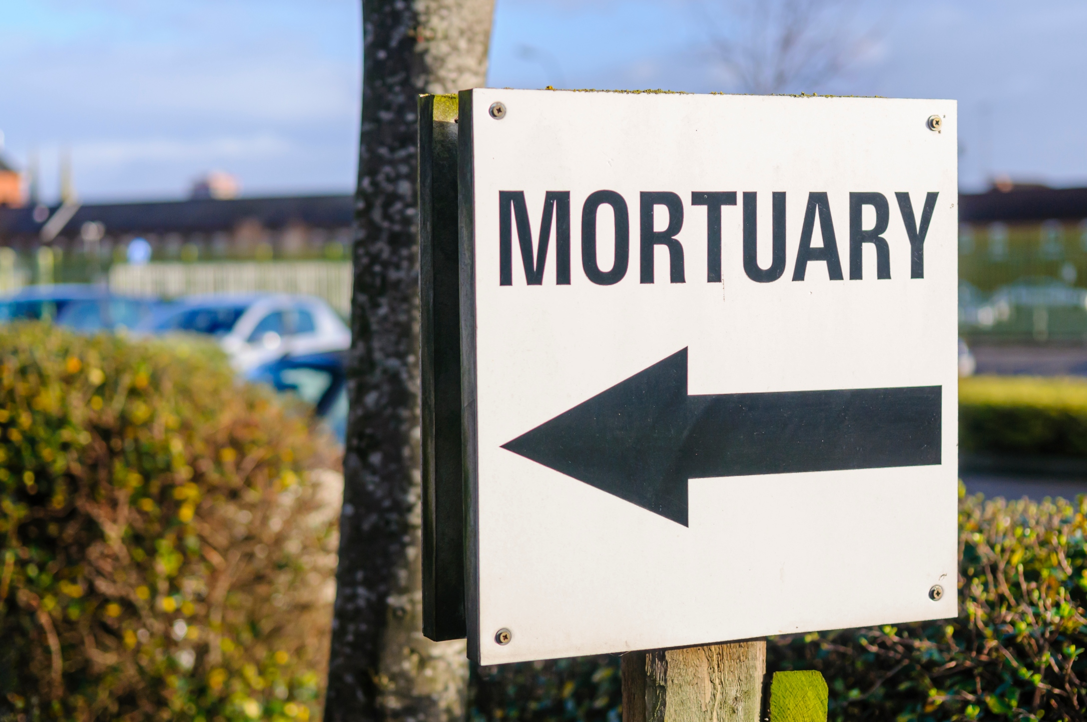 Signs to the Mortuary in a hospital