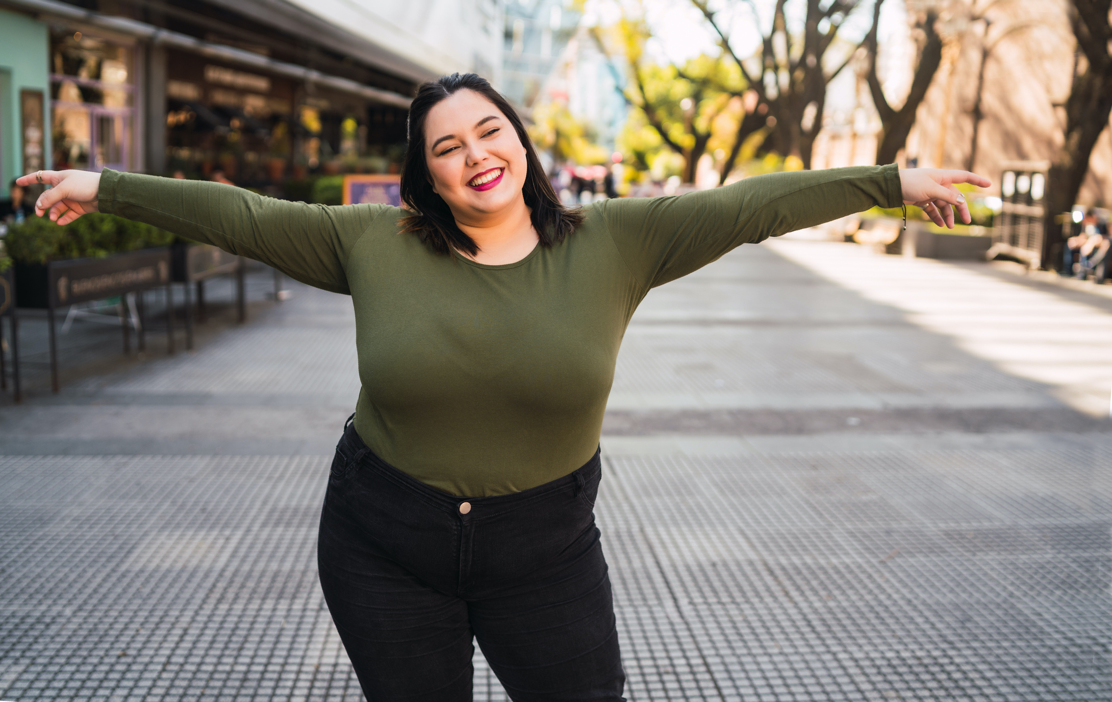 Portrait of young plus size woman.