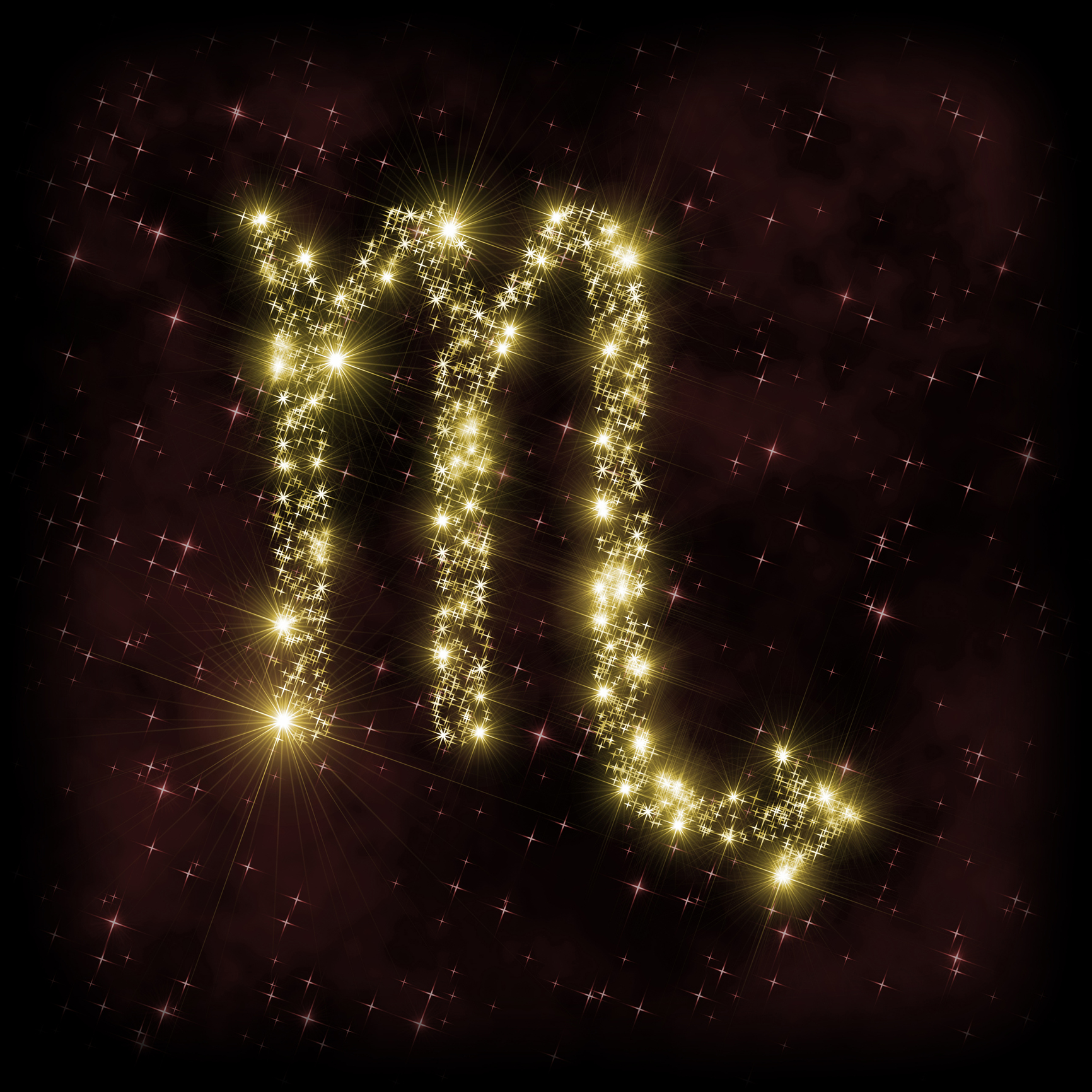 Scorpio Zodiak sign - astronomy or astrology illustration in which symbol corresponding to constellation is made of twinkling sparkling yellow (golden) stars