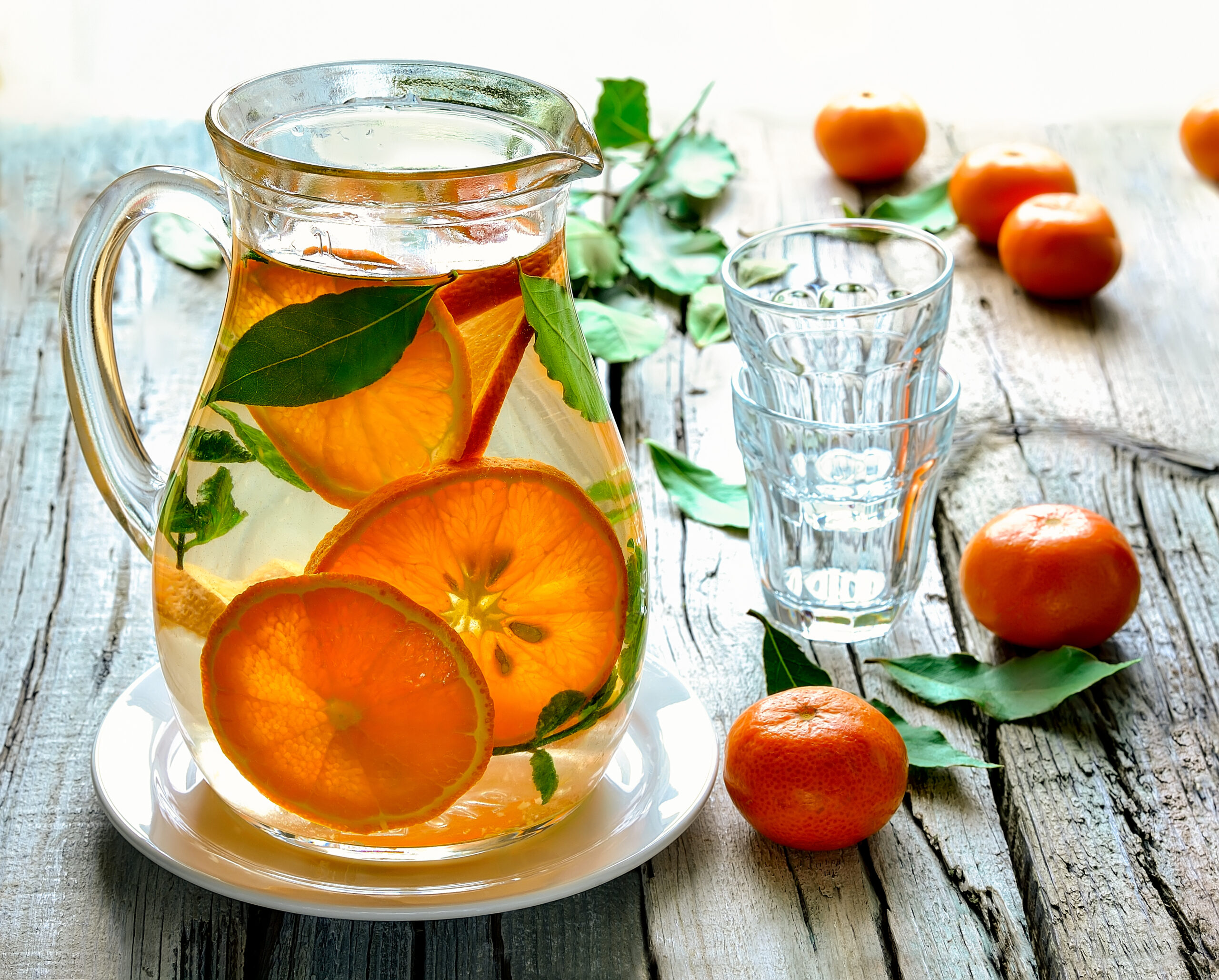 Homemade,Citrus,Infused,Water,In,A,Jug,On,A,Rustic