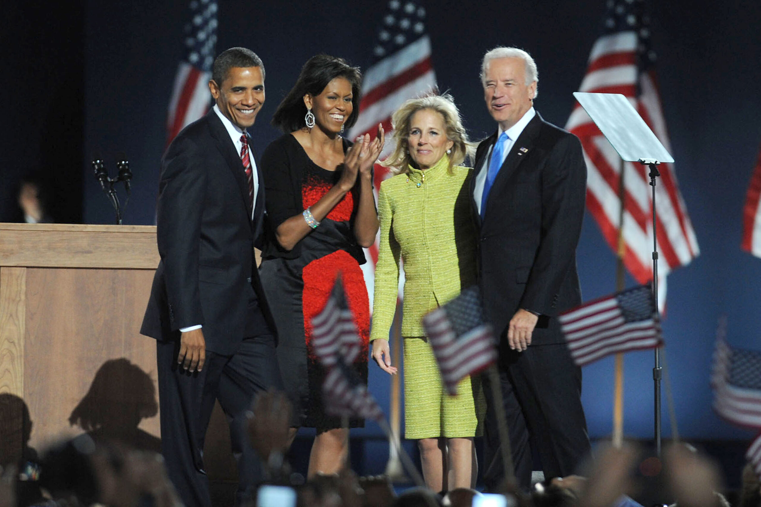 President-elect Barack Obama at his election party in Chicago, Illinois, on November 4, 2008