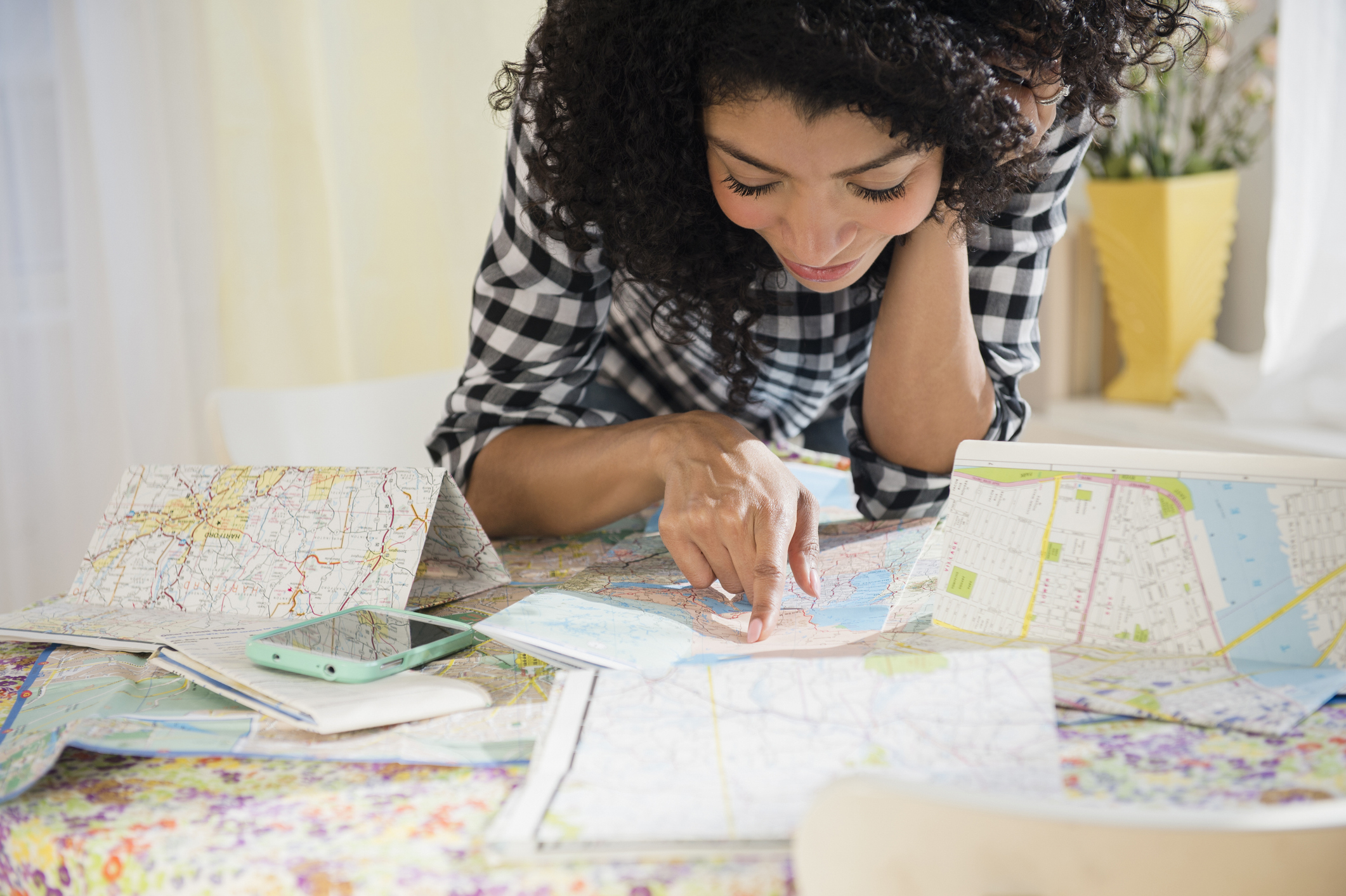 Woman planning for a road trip