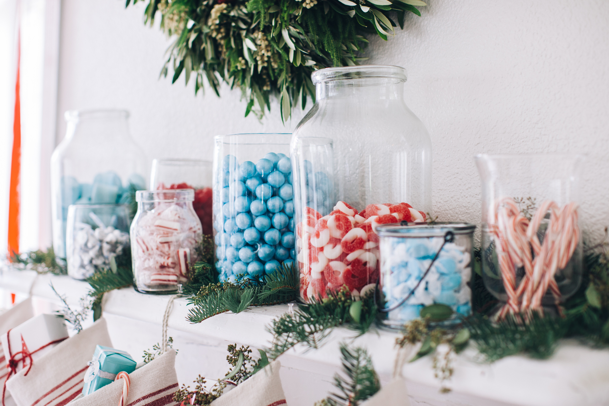 Jars of holiday candy