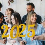 People are holding 2025 text to celebrate the New Year