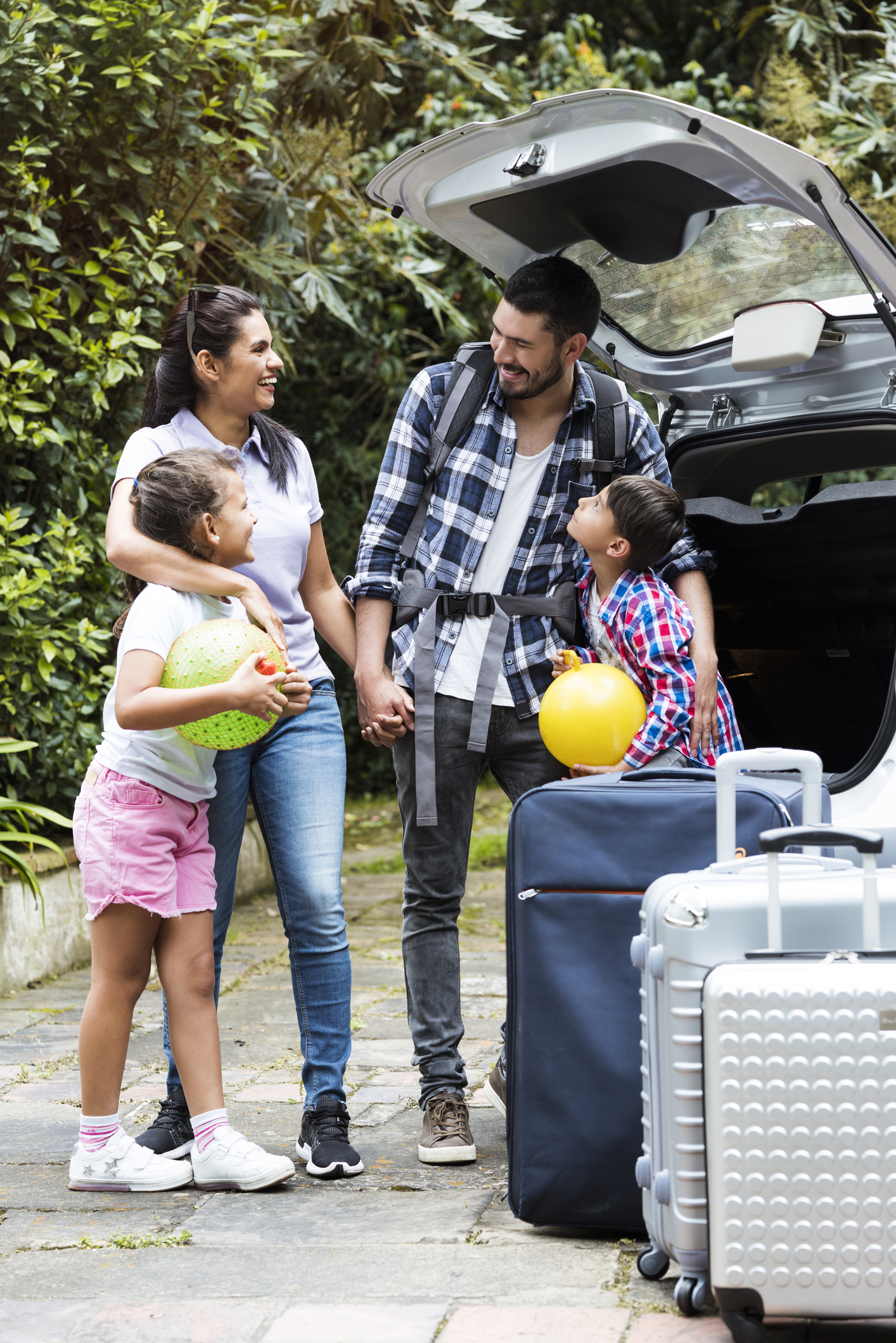 Family preparing to travel