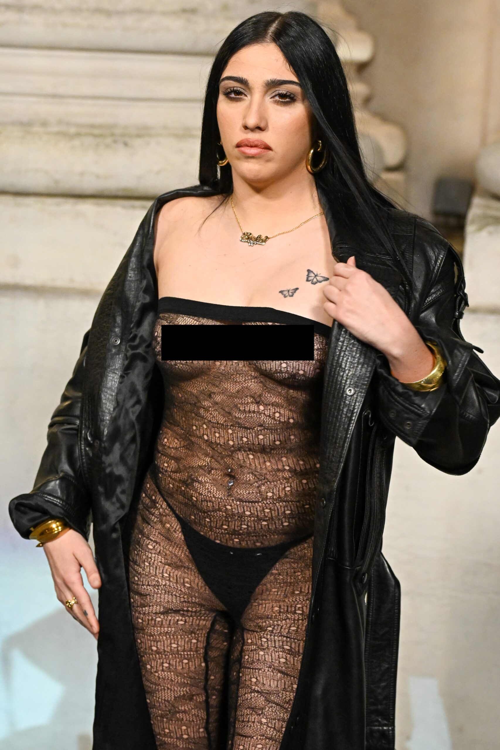 Lourdes Maria Ciccone Léon attends the Saint Laurent Menswear Fall-Winter 2025/2026 show as part of Paris Fashion Week at La Bourse de Commerce - Pinault Collection on January 28, 2025 in Paris, France.