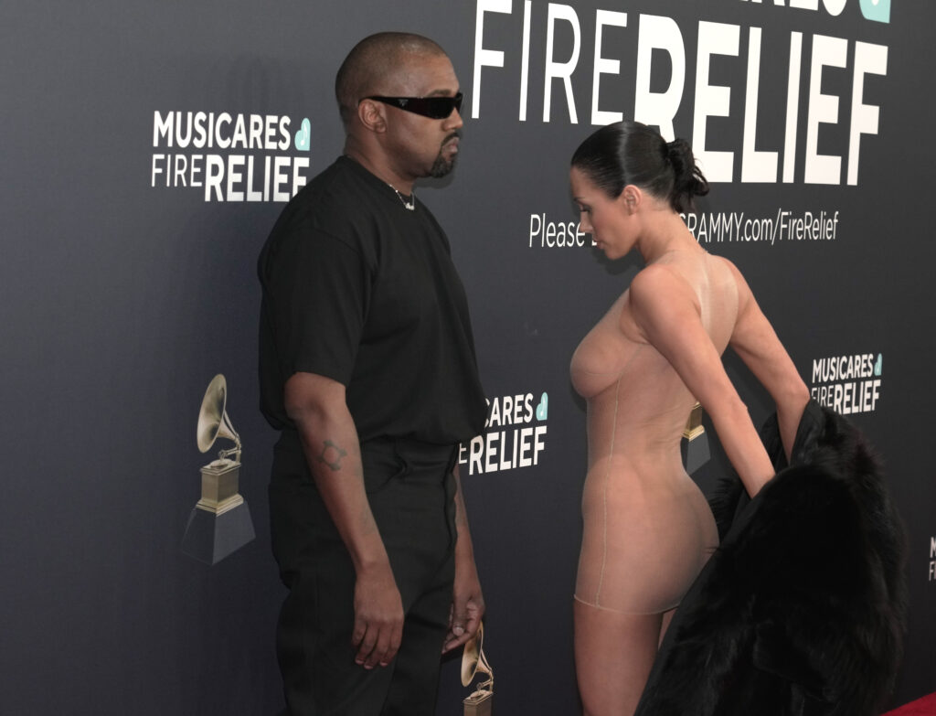 Kanye West and Bianca Censor attend the 67th GRAMMY Awards at Crypto.com Arena on February 02, 2025 in Los Angeles, California.