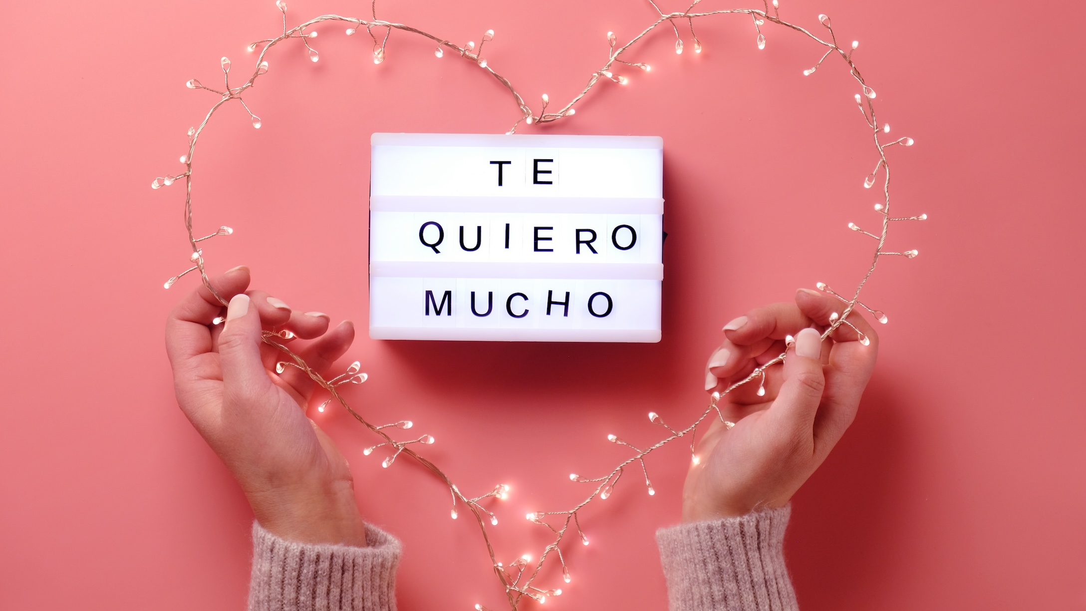 Te Quiero Mucho light box flat lay