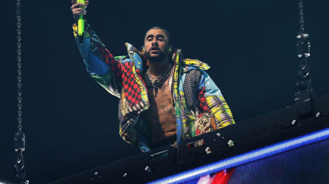 Bad Bunny on stage in Coachella 2023