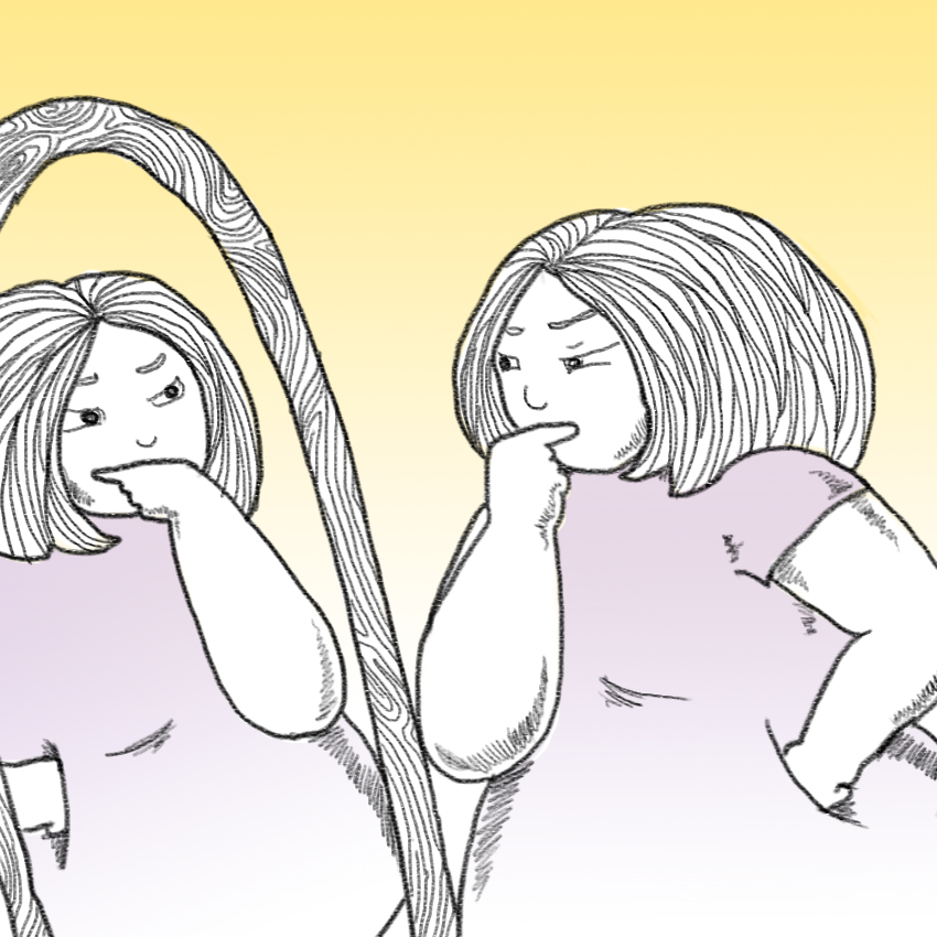 ilustración de mujer mirándose en el espejo