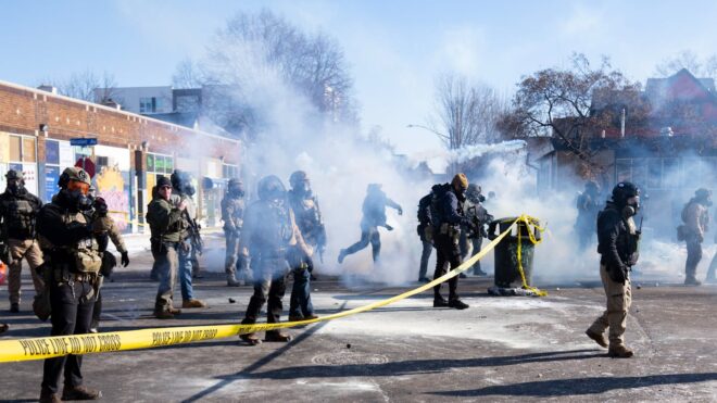 Federal agents try to clear out protesters with tear gas and other less-lethal ammunition