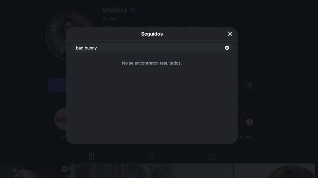 Shakira no sigue a Bad Bunny en Instagram