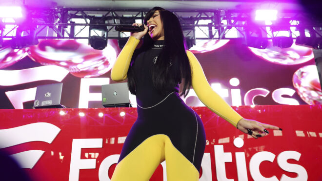 Cardi B performs onstage during the 2026 Fanatics Super Bowl Party